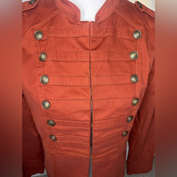 Chico’s Brown Military Field Jacket with Stand-Up Collar size 4/6 - Picture 4 of 12